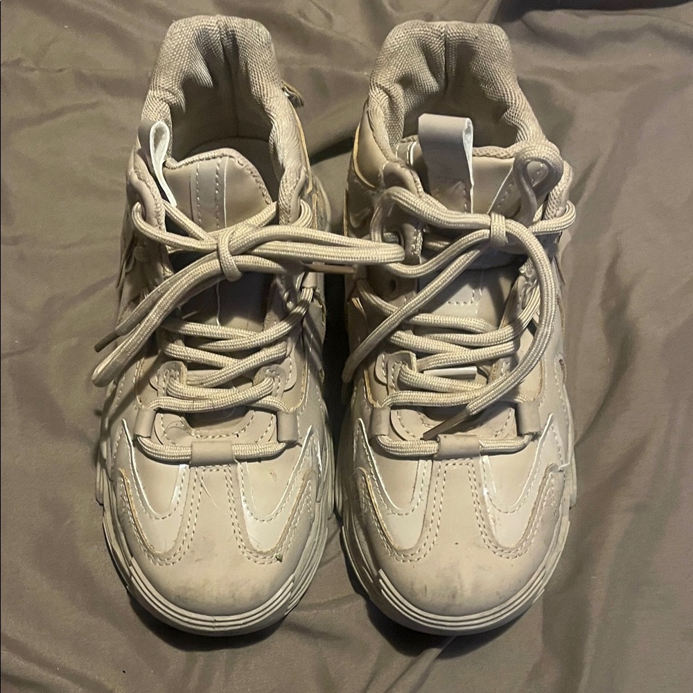 Skechers Kids Beige/Tan Lace-Up Sneakers